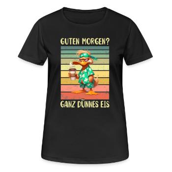 Ente Morgenmuffel - Frauen T-Shirt atmungsaktiv - Schwarz - Vorne - AI Model Female 172 light (172cm)