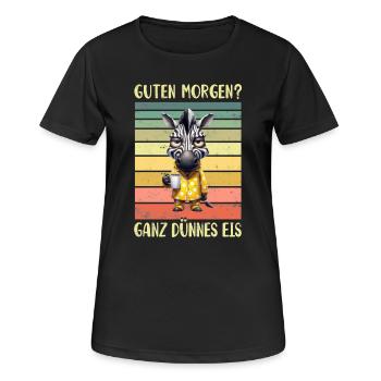 Zebra Morgenmuffel - Frauen T-Shirt atmungsaktiv - Schwarz - Vorne - AI Model Female 172 light (172cm)