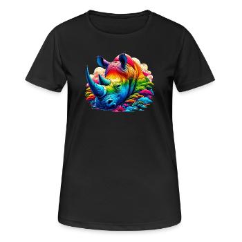 Nashorn - Frauen T-Shirt atmungsaktiv - Schwarz - Vorne - AI Model Female 172 light (172cm)