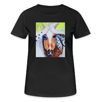 Free Spirit - Wildpferd - Frauen T-Shirt atmungsaktiv - Schwarz - Vorne - AI Model Female 172 light (172cm)