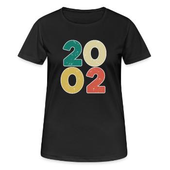 2002 - Jahrgang 2002 - Baujahr 2002 - Frauen T-Shirt atmungsaktiv - Schwarz - Vorne - AI Model Female 172 light (172cm)