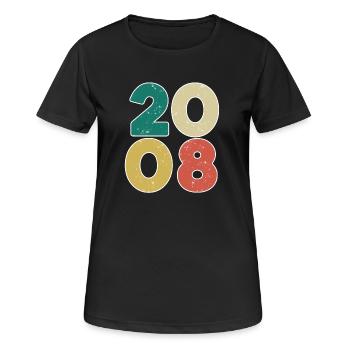 2008 - Jahrgang 2008 - Baujahr 2008 - Frauen T-Shirt atmungsaktiv - Schwarz - Vorne - AI Model Female 172 light (172cm)