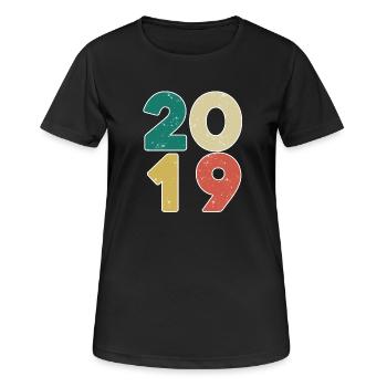 2019 - Jahrgang 2019 - Baujahr 2019 - Frauen T-Shirt atmungsaktiv - Schwarz - Vorne - AI Model Female 172 light (172cm)
