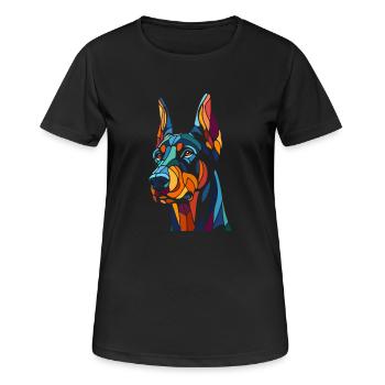 Dobermann Hundekopf - Frauen T-Shirt atmungsaktiv - Schwarz - Vorne - AI Model Female 172 light (172cm)