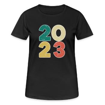 2023 - Year 2023 - Year of construction 2023 - Women's Breathable T-Shirt - black - Front - AI Model Female 172 light (172cm)