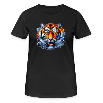 Tiger - Frauen T-Shirt atmungsaktiv - Schwarz - Vorne - AI Model Female 172 light (172cm)