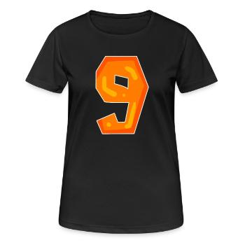Zahl 9 - Neun - 9 Motiv Orange - Frauen T-Shirt atmungsaktiv - Schwarz - Vorne - AI Model Female 172 light (172cm)