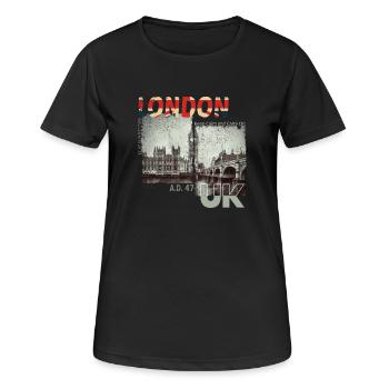 London UK Vintage - Frauen T-Shirt atmungsaktiv - Schwarz - Vorne - AI Model Female 172 light (172cm)