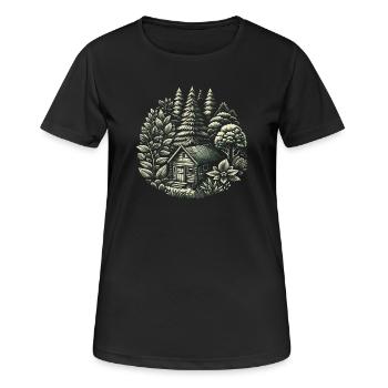 vivre dans une cabane dans les bois - T-shirt respirant Femme - noir - Devant - AI Model Female 172 light (172cm)