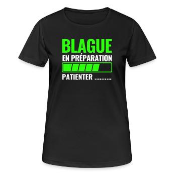Witz im Entstehen - Frauen T-Shirt atmungsaktiv - Schwarz - Vorne - AI Model Female 172 light (172cm)