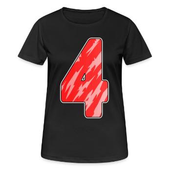 4 - Motif de chiffres à quatre chiffres rouge - T-shirt respirant Femme - noir - Devant - AI Model Female 172 light (172cm)