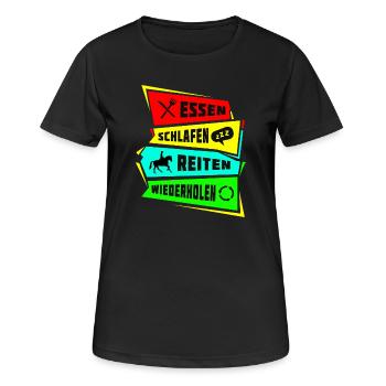 Manger, dormir, rouler, répéter - T-shirt respirant Femme - noir - Devant - AI Model Female 172 light (172cm)