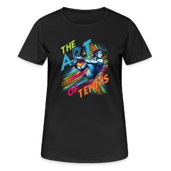 Dynamic Serve: The Art of Tennis in Motion - Women's Breathable T-Shirt - black - Front - AI Model Female 172 light (172cm)