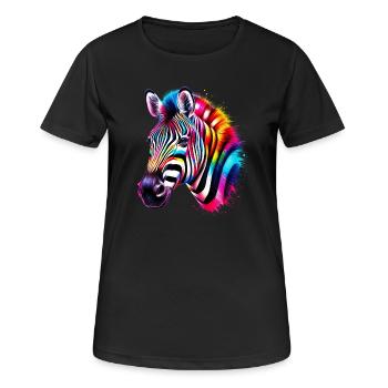 Zebra - Frauen T-Shirt atmungsaktiv - Schwarz - Vorne - AI Model Female 172 light (172cm)