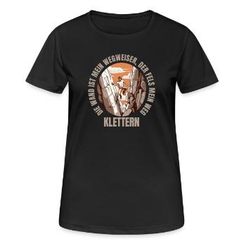 Die Wand ist mein Wegweiser, der Fels mein Weg - Frauen T-Shirt atmungsaktiv - Schwarz - Vorne - AI Model Female 172 light (172cm)