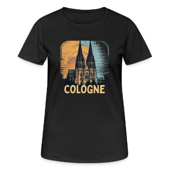 Cologne Cathedral Cologne Vintage Silhouette Cologne Skyline - Women's Breathable T-Shirt - black - Front - AI Model Female 172 light (172cm)