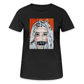 Spread LOVE - Frauen T-Shirt atmungsaktiv - Schwarz - Vorne - AI Model Female 172 light (172cm)