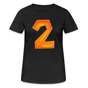 Two - 2 - Number Number - Women's Breathable T-Shirt - black - Front - AI Model Female 172 light (172cm)