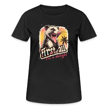 First of all I ́m a delight Opossum Retro Design - Women's Breathable T-Shirt - black - Front - AI Model Female 172 light (172cm)