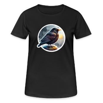 Amsel - Frauen T-Shirt atmungsaktiv - Schwarz - Vorne - AI Model Female 172 light (172cm)