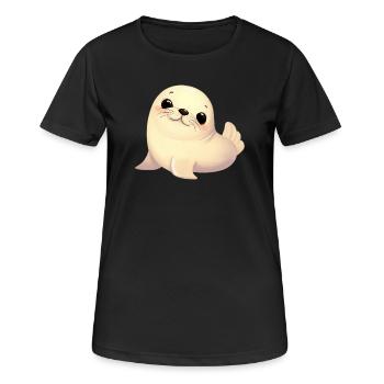 Siegel - Frauen T-Shirt atmungsaktiv - Schwarz - Vorne - AI Model Female 172 light (172cm)