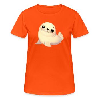 Phoque - T-shirt respirant Femme - orange néon - Devant - AI Model Female 172 dark (172cm)