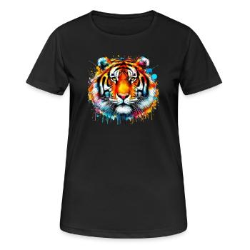 Tiger - Frauen T-Shirt atmungsaktiv - Schwarz - Vorne - AI Model Female 172 light (172cm)