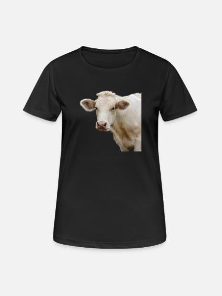 lustige Kuh Kuhkopf Geschenk Bauern - Frauen T-Shirt atmungsaktiv - Schwarz