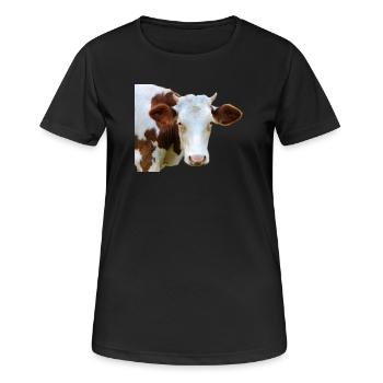 lustige Kuh Kuhkopf Geschenk Bauern Landwirte - Frauen T-Shirt atmungsaktiv - Schwarz - Vorne - AI Model Female 172 light (172cm)