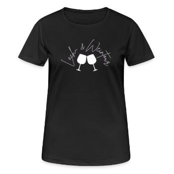Lach und Weintour - Frauen T-Shirt atmungsaktiv - Schwarz - Vorne - AI Model Female 172 light (172cm)