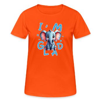 Éléphant mignon et joyeux avec message positive - T-shirt respirant Femme - orange néon - Devant - AI Model Female 172 dark (172cm)