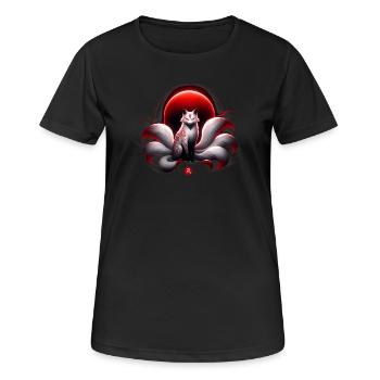 Lune Kitsune pourpre - T-shirt respirant Femme - noir - Devant - AI Model Female 172 light (172cm)
