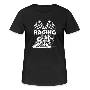 Motorrad Racing Symbol Zielflagge Rennstrecke Logo - Frauen T-Shirt atmungsaktiv - Schwarz - Vorne - AI Model Female 172 light (172cm)