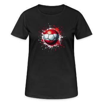 Fußball Österreich – Fan in rot weiß rot - Frauen T-Shirt atmungsaktiv - Schwarz - Vorne - AI Model Female 172 light (172cm)