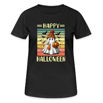 Halloween Gespenst - Frauen T-Shirt atmungsaktiv - Schwarz - Vorne - AI Model Female 172 light (172cm)