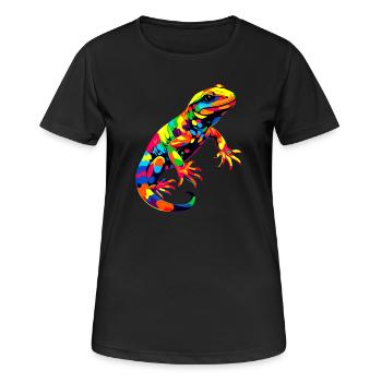 Salamander Molch Schwanzlurch Feuersalamander - Frauen T-Shirt atmungsaktiv - Schwarz - Vorne - AI Model Female 172 light (172cm)