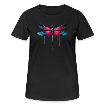 Libelle - Frauen T-Shirt atmungsaktiv - Schwarz - Vorne - AI Model Female 172 light (172cm)