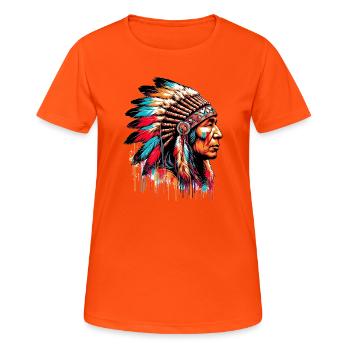Amérindien Américain - T-shirt respirant Femme - orange néon - Devant - AI Model Female 172 dark (172cm)