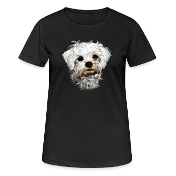 Maltais Petit Chien Maltais Amour Doux Maltais - T-shirt respirant Femme - noir - Devant - AI Model Female 172 light (172cm)
