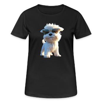 Maltais Petit Chien Maltais Amour Doux Maltais - T-shirt respirant Femme - noir - Devant - AI Model Female 172 light (172cm)