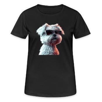 Maltais Petit Chien Maltais Amour Doux Maltais - T-shirt respirant Femme - noir - Devant - AI Model Female 172 light (172cm)