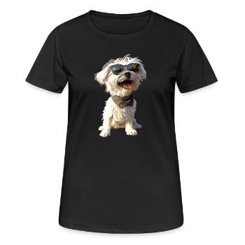 Maltais Petit Chien Maltais Amour Doux Maltais - T-shirt respirant Femme - noir - Devant - AI Model Female 172 light (172cm)