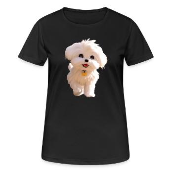 Maltais Petit Chien Maltais Amour Doux Maltais - T-shirt respirant Femme - noir - Devant - AI Model Female 172 light (172cm)