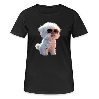 Maltais Petit Chien Maltais Amour Doux Maltais - T-shirt respirant Femme - noir - Devant - AI Model Female 172 light (172cm)