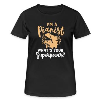 Pianist Klavierspieler - Frauen T-Shirt atmungsaktiv - Schwarz - Vorne - AI Model Female 172 light (172cm)
