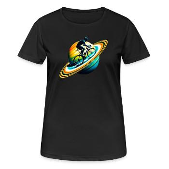 Cycliste sur Saturne - T-shirt respirant Femme - noir - Devant - AI Model Female 172 light (172cm)
