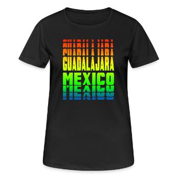 Guadalajara Mexiko Regenbogen Design - Frauen T-Shirt atmungsaktiv - Schwarz - Vorne - AI Model Female 172 light (172cm)