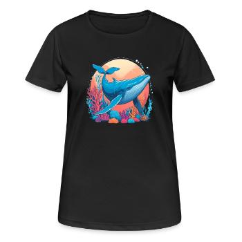 Blue Whale Drawing - Women's Breathable T-Shirt - black - Front - AI Model Female 172 light (172cm)