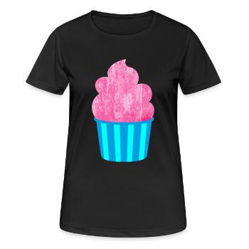 Cream Mug Strips Pink Summer Cream - Women's Breathable T-Shirt - black - Front - AI Model Female 172 light (172cm)