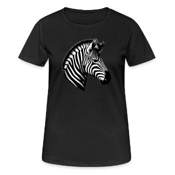 Zebra - Frauen T-Shirt atmungsaktiv - Schwarz - Vorne - AI Model Female 172 light (172cm)